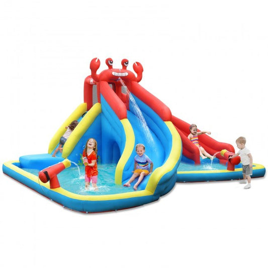 Water Slide Crab Dual Slide Splash Pools & Climbing Wal Bounce castle House | Inflatable Water Park |- front view