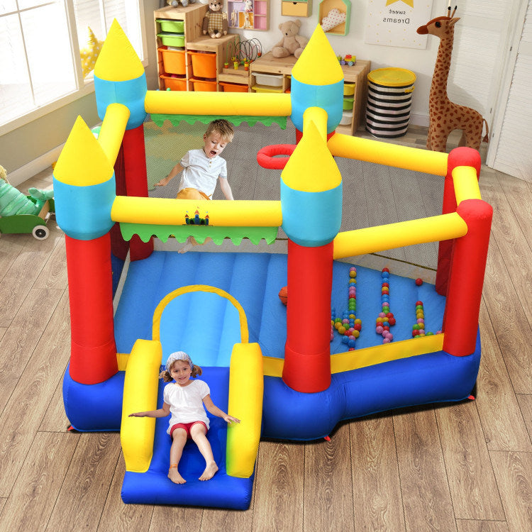 Bounce Castle Slide | Jumping Castle | Inflatable Bounce House Castle | Outdoor Fun for Kids - indoor top view