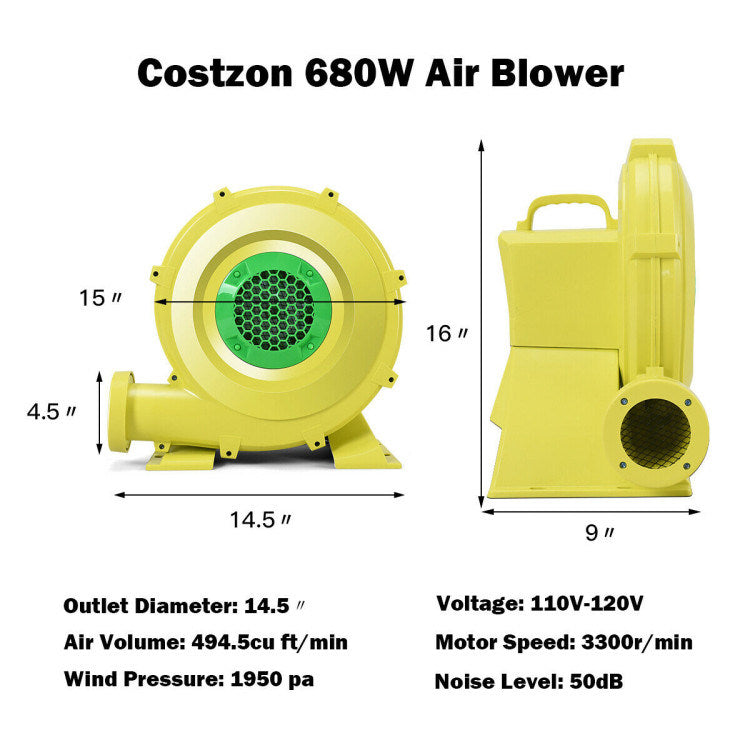 735 W Blower | Portable Inflatable bounce chouse castle blower side view 3